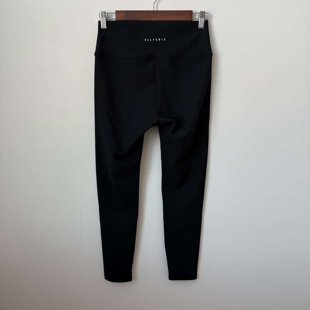 AllFenix Black Ribbed Leggings Size Large 25” Inseam Anthropologie